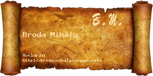 Broda Mihály névjegykártya